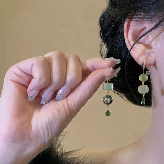 シンディ - リサイクルされたグリーンヴィンテージイヤリング