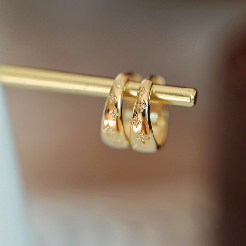 高級銀と金仕上げのイヤリング